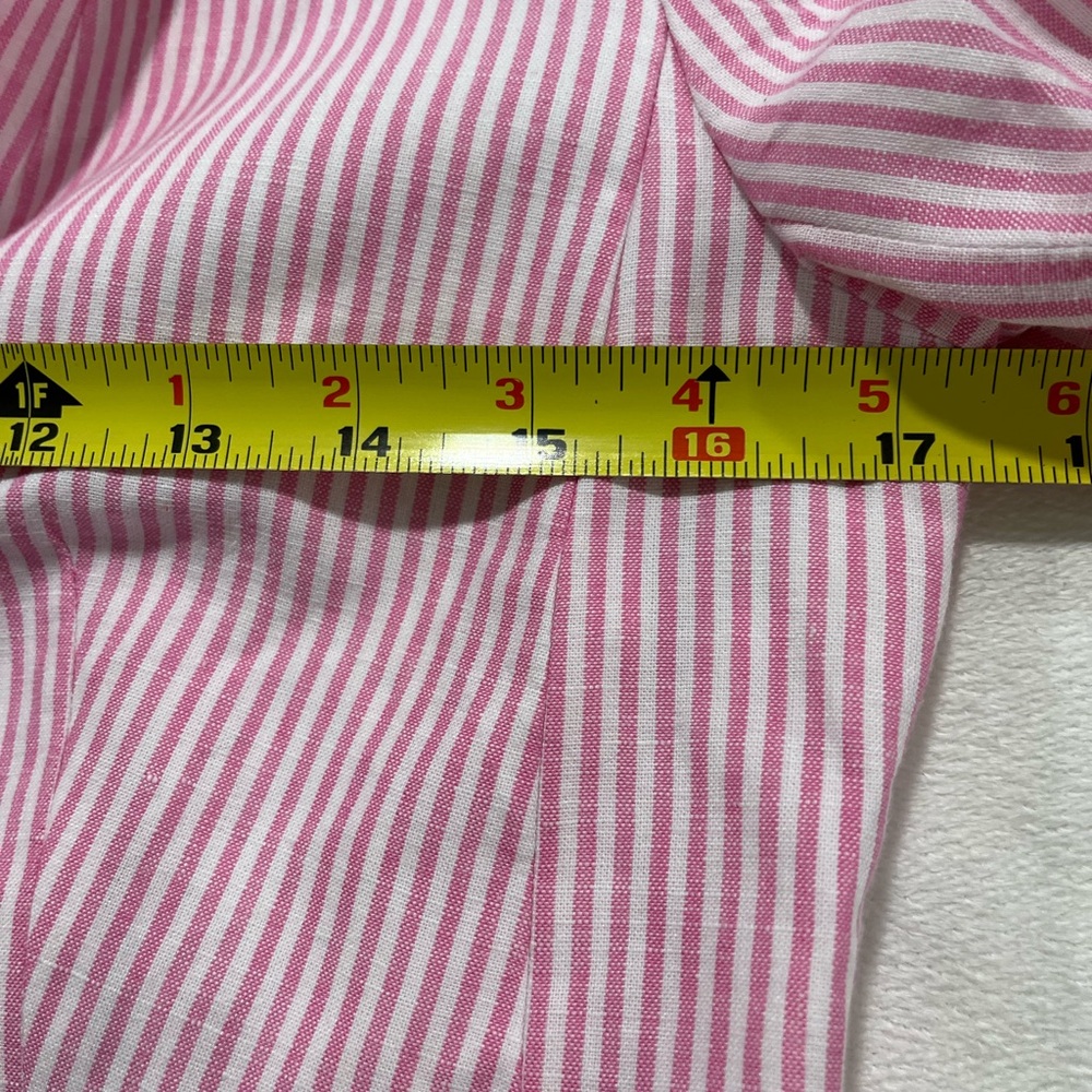 Talbots Aberdeen Linen Pink Striped Blazer Sz 4 - Picture 6 of 16